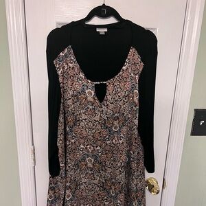 Avenue Plus size  Black and Multicolor Floral Blouse